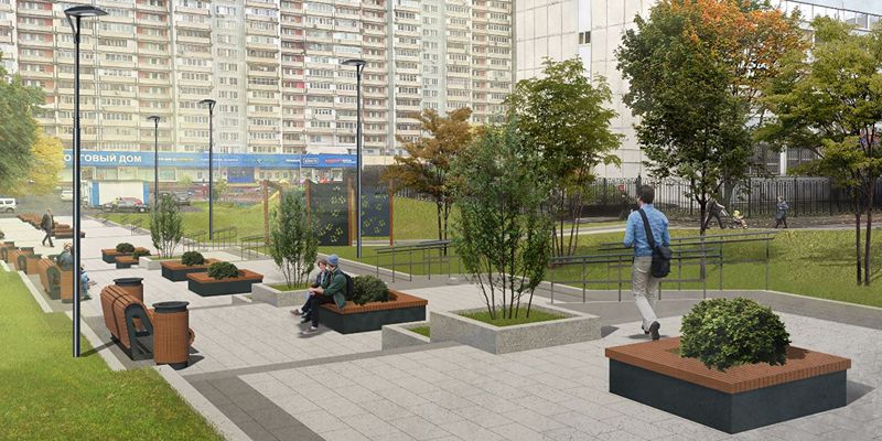 Современные остановки и точки велопроката: в Москве благоустроят территорию возле ТПУ «Медведково»