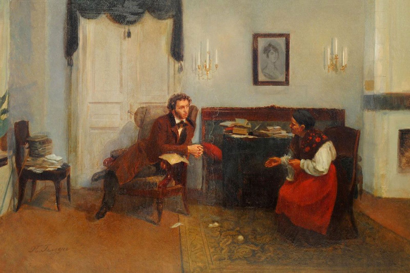 Петр Геллер. Пушкин и няня в Михайловском. 1891 год