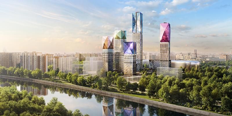 В «Большом Сити» началось строительство жилого комплекса с башнями-кристаллами