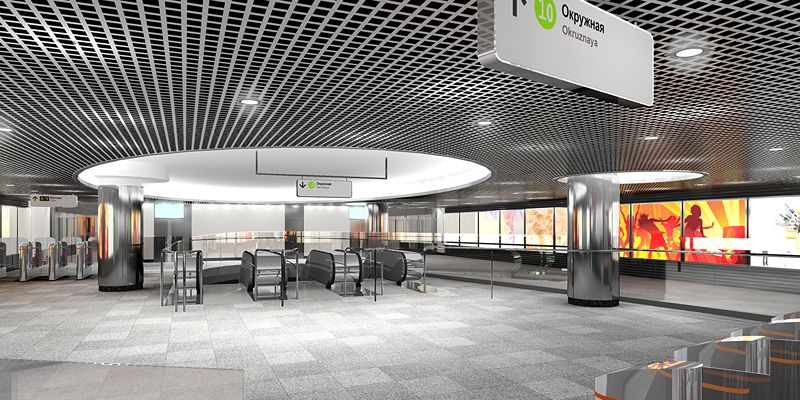 Завершается монтаж архитектурного освещения вестибюля станции метро «Окружная»