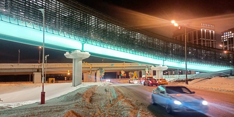 Монтаж подсветки на метромостах между БКЛ и депо «Аминьевское» почти завершен