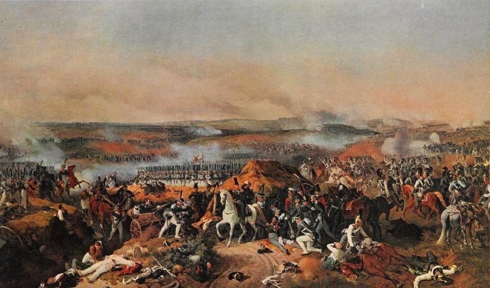 Сражение при Бородине 26 августа 1812 года. Эстамп с картины Петера Хесса. Вторая половина XIX века