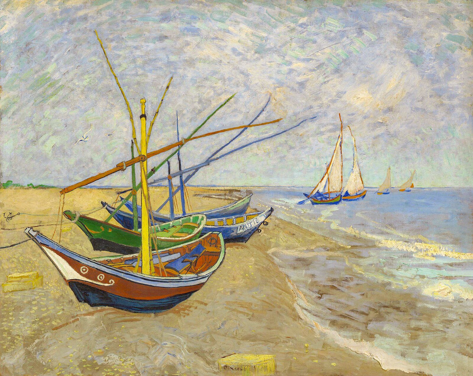 В. Ван Гог. Рыбацкие лодки на берегу в Сен-Мари. 1888 год
