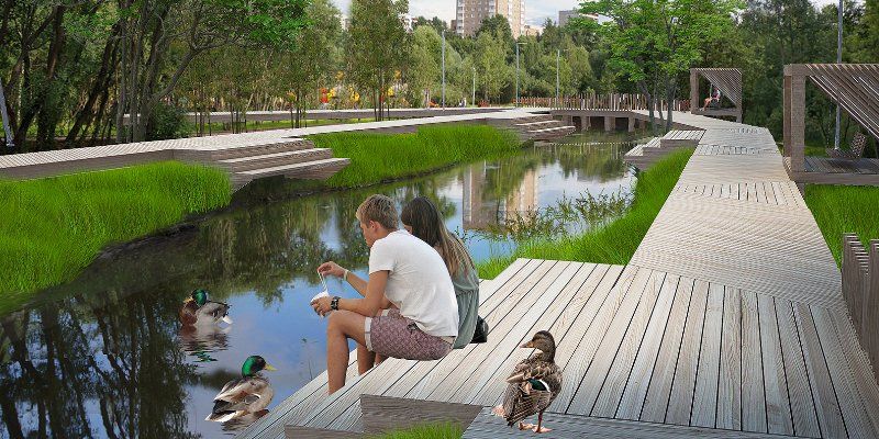 В Москве началось благоустройство двух парков с зонами отдыха у воды