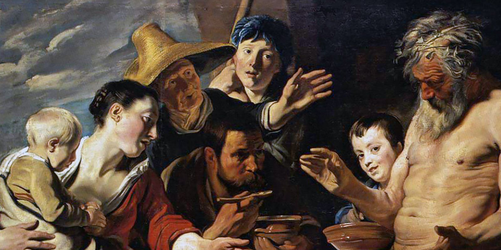 Я. Йорданс. «Сатир в гостях у крестьянина». Фрагмент. 1620 год