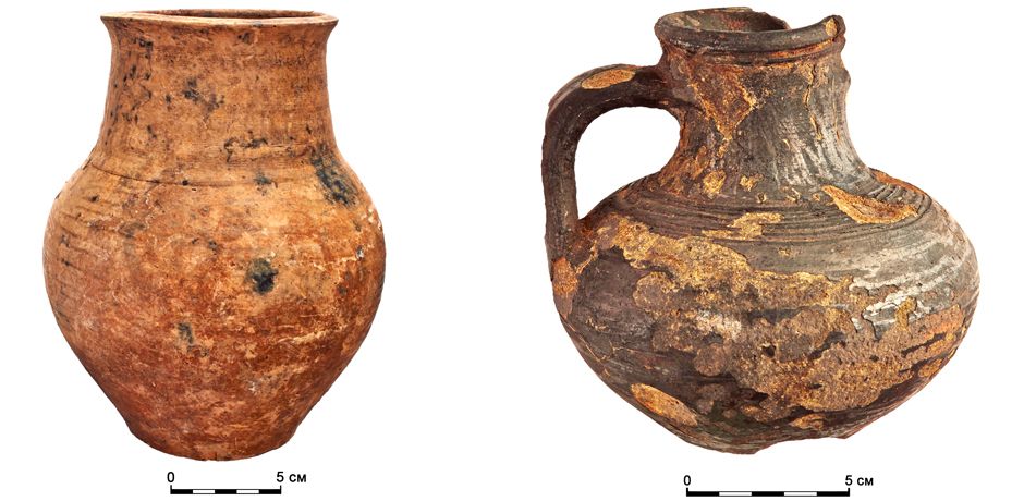 1. A jug; 2. A black polished jug, 18th century