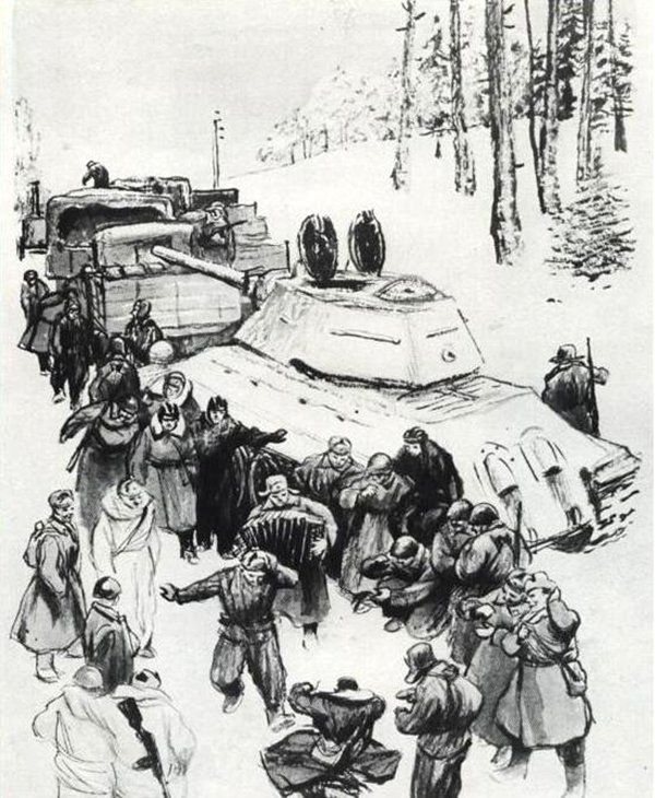 Orest Vereisky. Illustration with Tvardovsky’s poem “Vasily Tyorkin.” 1943–1946