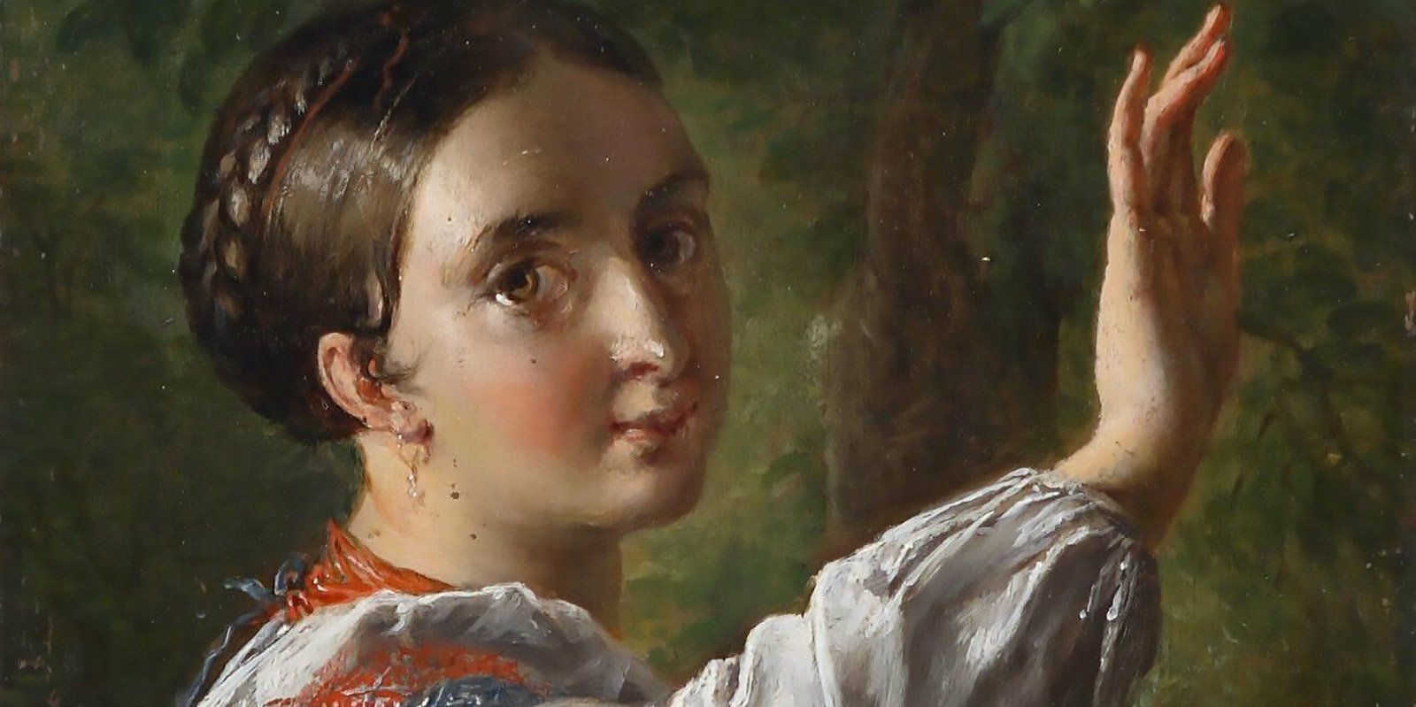 В. Тропинин. Девушка-украинка, собирающая сливы. 1820-е годы. Фрагмент